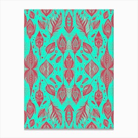 Neon Vibe Abstract Peacock Feathers Green And Red 1 Canvas Print