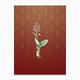 Vintage Brown Widelip Orchid Botanical on Falu Red Pattern n.1334 Canvas Print