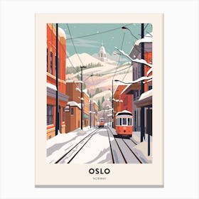 Vintage Winter Travel Poster Oslo Norway 4 Canvas Print