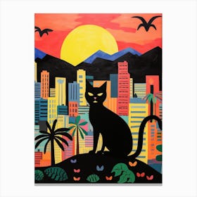 Rio De Janeiro, Brazil Skyline With A Cat 1 Canvas Print