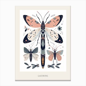 Colourful Insect Illustration Lacewing 10 Poster Canvas Print
