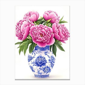 Peonies In A Vase 11 Canvas Print