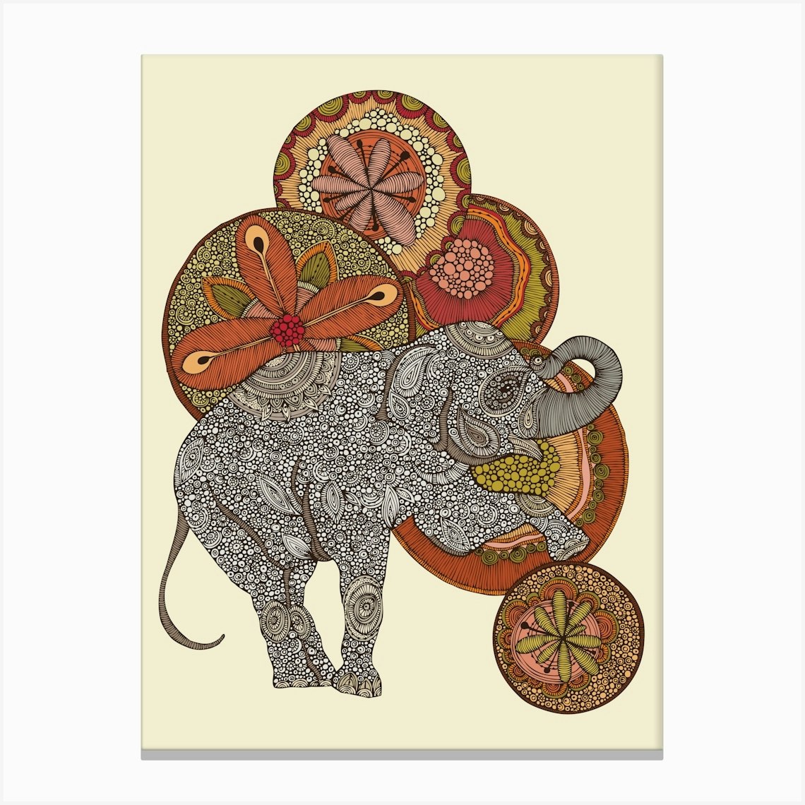 Elephant With Flowers 1 Stampe su tela