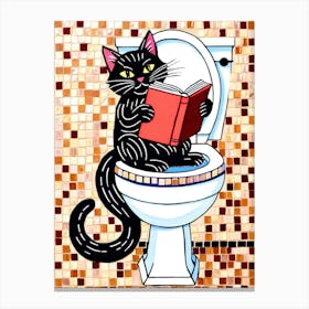 Black Cat Reading A Book 2 Canvas Print