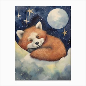 Baby Red Panda 4 Sleeping In The Clouds Canvas Print