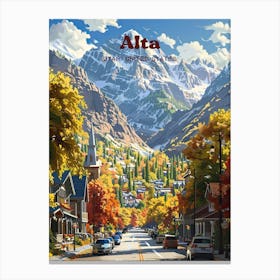 Alta Utah Salt Lake Travel Art Illustration Canvas Print