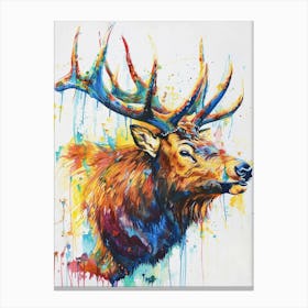 Elk Colourful Watercolour 2 Canvas Print