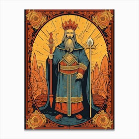 The Emperor Tarot Card, Vintage 3 Canvas Print