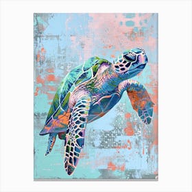 Textured Painting Of A Rainbow Sea Turtle Canvas Print