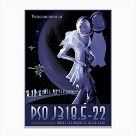 Pso J18-52m, Planet With No Star,  Nightlife, Space Vintage Poster Canvas Print