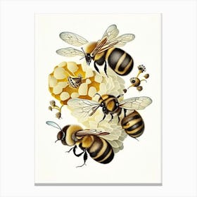 Buzzing Bees 3 Vintage Canvas Print