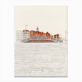 Ha'Penny Bridge Dublin Boho Landmark Illustration Canvas Print