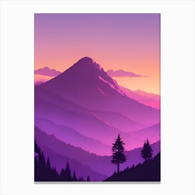 Misty Mountains Vertical Composition In Purple Tone 12 Canvas Print