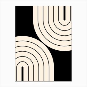 Midcentury Modern Geometric Rainbow Xxiii In Navy Blue And Orange 01 1 Canvas Print