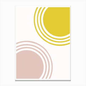 Two Suns Pink And Yellow Canvas Print