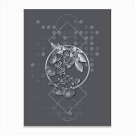 Vintage Pink Rambler Roses Botanical with Line Motif and Dot Pattern in Ghost Gray Canvas Print