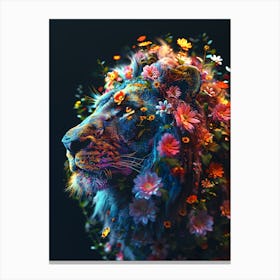 Lion With Flowers 3 Canvas Print