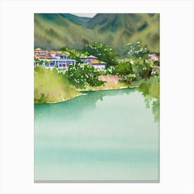 Lake Atitlán Guatemala Watercolour Tropical Destination Canvas Print