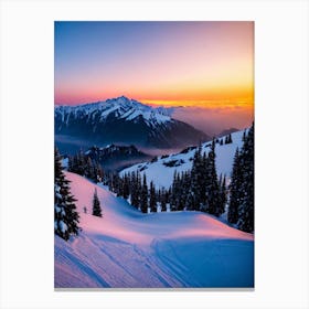 Obertauern, Austria Sunrise Skiing Poster Canvas Print