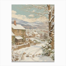 Vintage Winter Illustration Cotswolds United Kingdom 3 Canvas Print