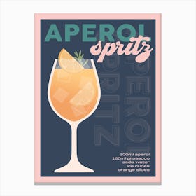 Navy Aperol Spritz Cocktail Canvas Print
