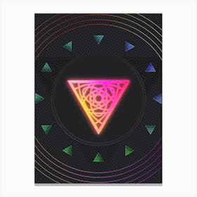 Neon Geometric Glyph in Pink and Yellow Circle Array on Black n.0279 Canvas Print