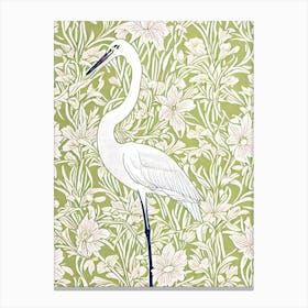 Egret William Morris Style Bird Canvas Print