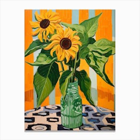Flowers In A Vase Still Life Painting Sunflower 2 Canvas Print