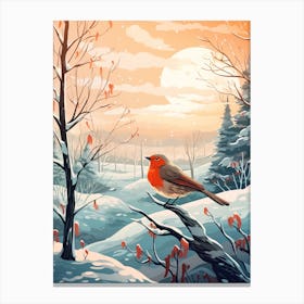Robin In The Snow 1 Canvas Print