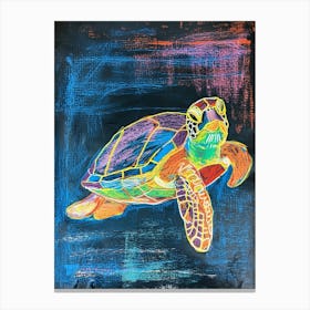 Sea Turtle Crayon Ocean Doodle 3 Canvas Print