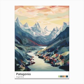 Patagonia, Argentina View   Geometric Vector Illustration 2 Poster Canvas Print