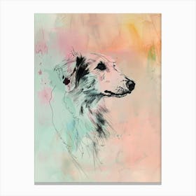 Borzoi Dog Pastel Line Watercolour Illustration  3 Canvas Print