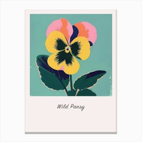 Wild Pansy 2 Square Flower Illustration Poster Canvas Print