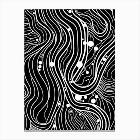 Wavy Sketch In Black And White Line Art 20 Canvas Print