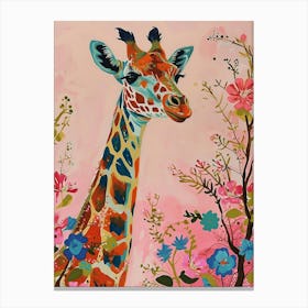Floral Animal Painting Giraffe 3 Canvas Print