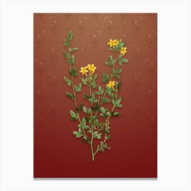 Vintage Yellow Jasmine Flowers Botanical on Falu Red Pattern n.0683 Canvas Print