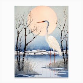 Winter Bird Painting Stork 2 Canvas Print