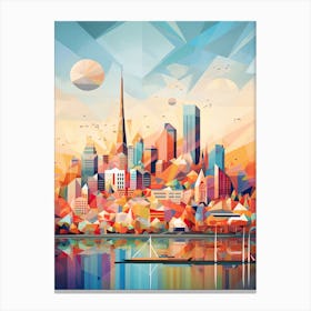 Melbourne, Australia, Geometric Illustration 3 Canvas Print