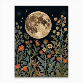 Moon In Forest Style William Morris 7 Canvas Print