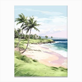 A Sketch Of Anakena Beach, Easter Island Chile 1 Canvas Print