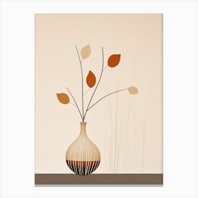 Vase With Leaves 1 Canvas Print