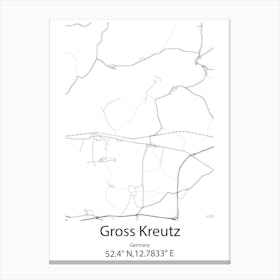 Gross Kreutz,Germany Minimalist Map Canvas Print