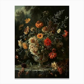 Baroque Floral Still Life Coneflower 3 Canvas Print