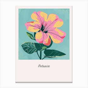 Petunia Square Flower Illustration Poster Canvas Print