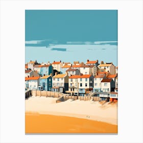 Abstract Illustration Of Southwold Beach Suffolk Orange Hues 4 Canvas Print