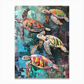 Kitsch Sea Turtle Collage 1 Canvas Print