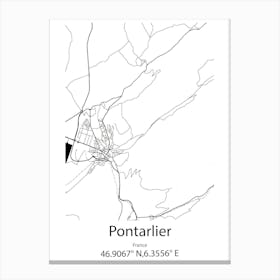 Pontarlier,France Minimalist Map Canvas Print