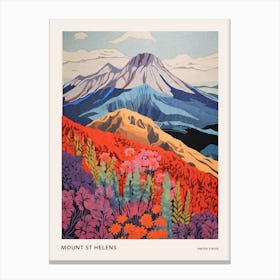 Mount St Helens United States 4 Colourful Mountain Illustration Poster Canvas Print