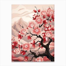 Cherry Blossom Illustration Wall Art 3 Canvas Print