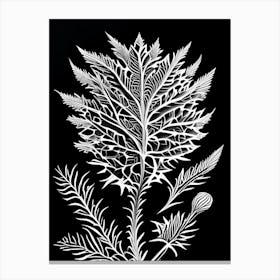 Milk Thistle Leaf Linocut Canvas Print